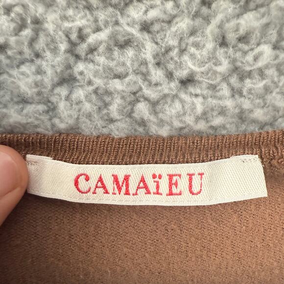 Camaieu France Womens Top Brown Cardigan Long Sleeve Button Size S (UK 3) - Picture 2 of 9